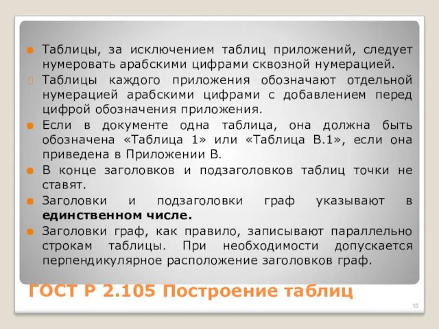 ГОСТ Р 2.105 Построение таблиц Таблицы, за исключением таблиц приложений,