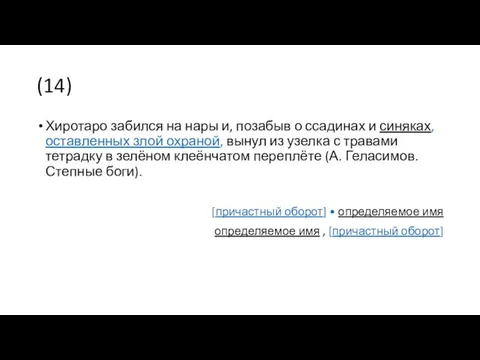 (14) Хиротаро забился на нары и, позабыв о ссадинах и