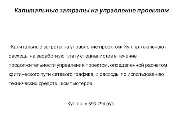 Капитальные затраты на управление проектом Капитальные затраты на управление проектом(