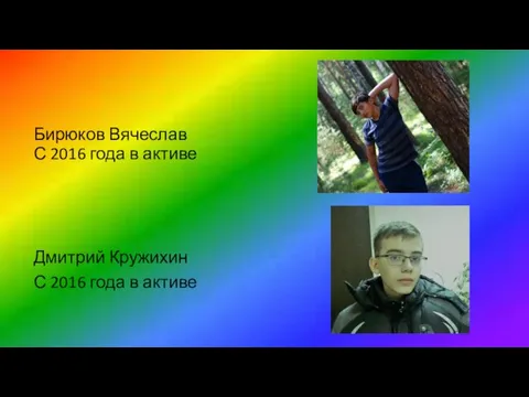 Бирюков Вячеслав С 2016 года в активе Дмитрий Кружихин С 2016 года в активе