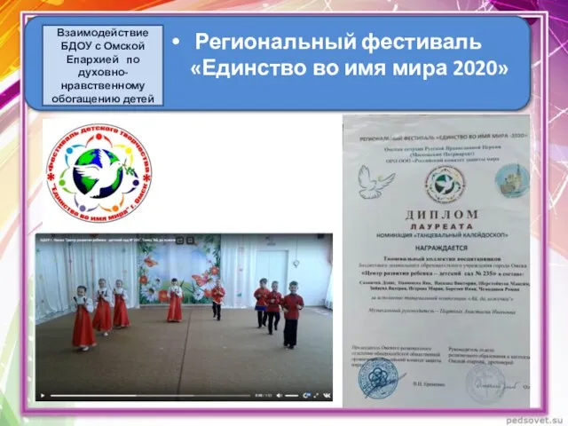 Региональный фестиваль «Единство во имя мира 2020» Взаимодействие БДОУ с Омской Епархией по духовно-нравственному обогащению детей