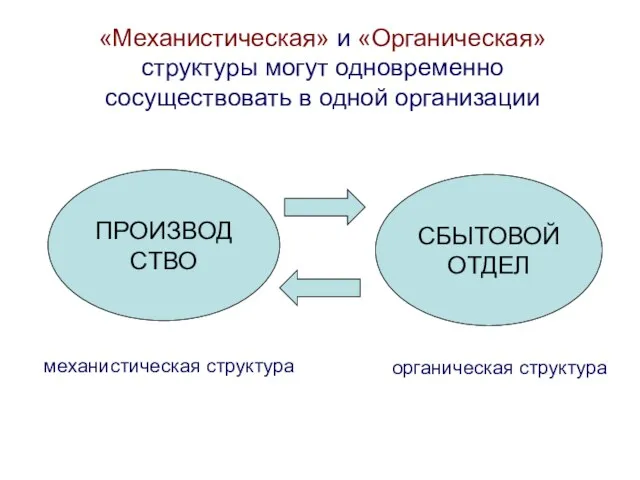 «Механистическая» и «Органическая» структуры могут одновременно сосуществовать в одной организации