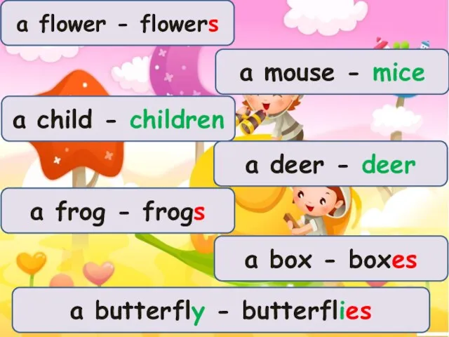 a child - children a flower - flowers a mouse
