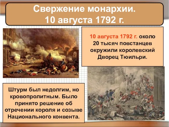 Свержение монархии. 10 августа 1792 г. 10 августа 1792 г.