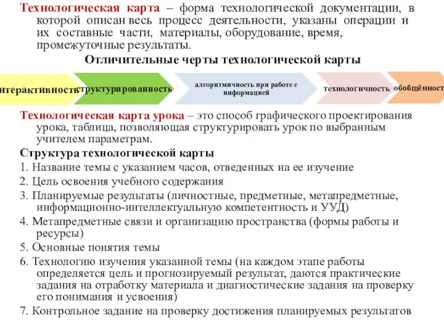 Технологическая карта – форма технологической документации, в которой описан весь