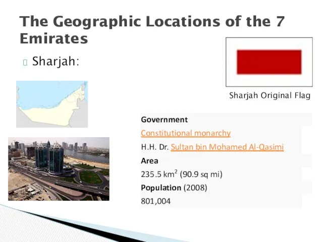 Sharjah: The Geographic Locations of the 7 Emirates Sharjah Original Flag