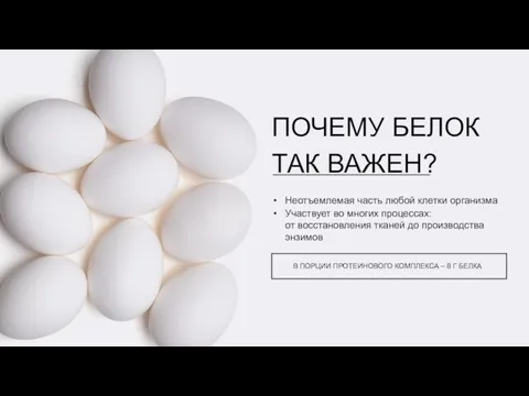 ПОЧЕМУ БЕЛОК ТАК ВАЖЕН? Неотъемлемая часть любой клетки организма Участвует