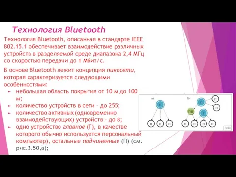 Технология Bluetooth Технология Bluetooth, описанная в стандарте IEEE 802.15.1 обеспечивает