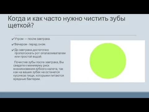 Когда и как часто нужно чистить зубы щеткой? Утром — после завтрака. Вечером-