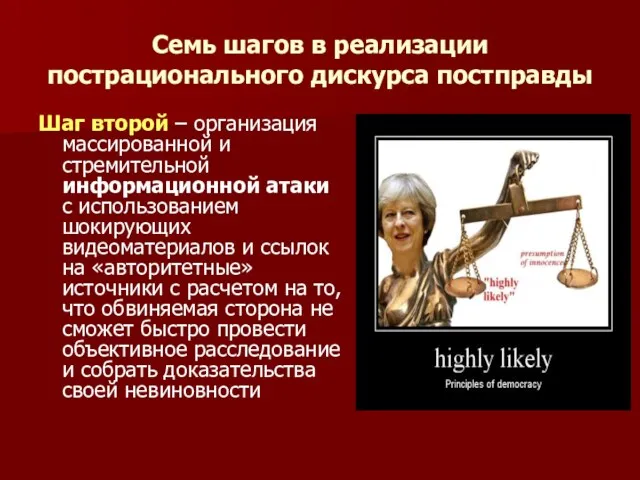 Семь шагов в реализации пострационального дискурса постправды Шаг второй –