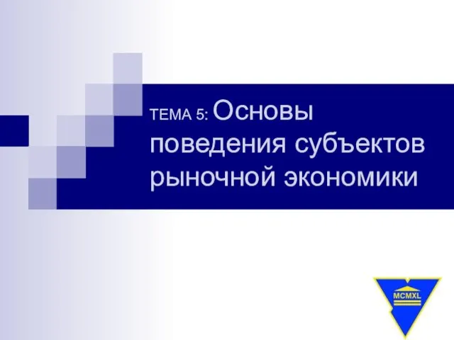 Основы поведения субъектов рыночной экономики