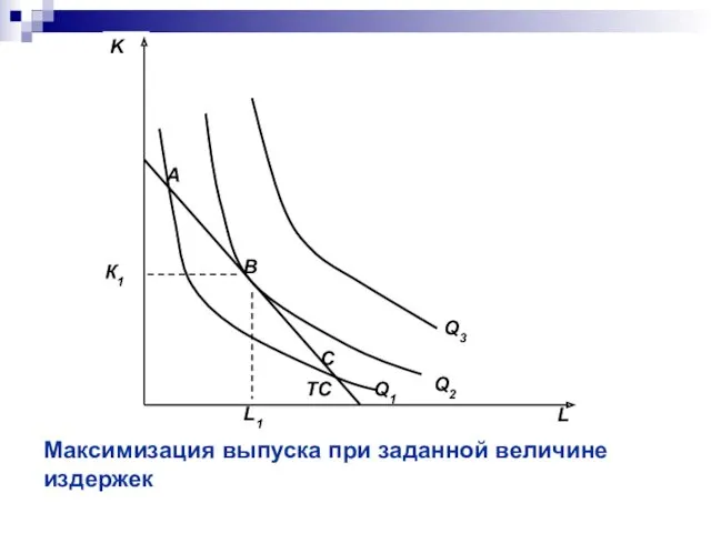 Максимизация выпуска при заданной величине издержек