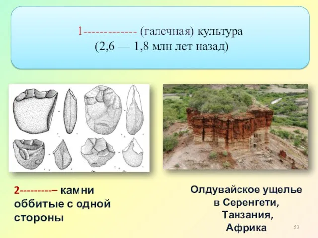 Олдувайское ущелье в Серенгети, Танзания, Африка 2---------– камни оббитые с