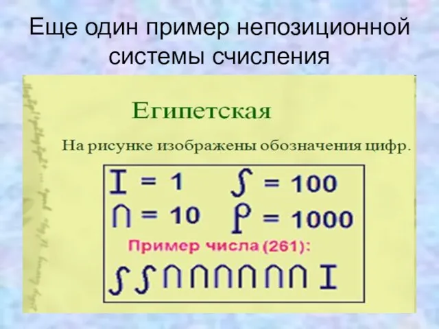 Еще один пример непозиционной системы счисления