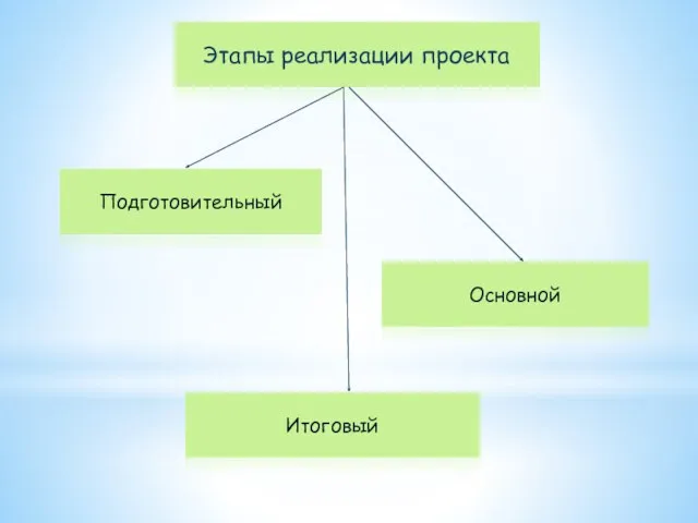 Этапы реализации проекта Основной Подготовительный Итоговый