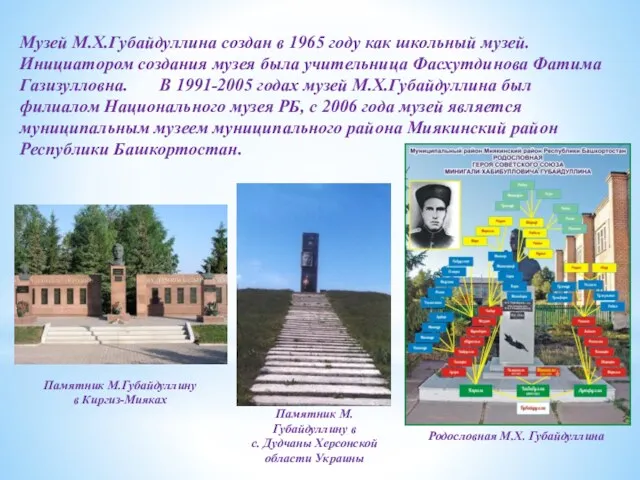 Музей М.Х.Губайдуллина создан в 1965 году как школьный музей. Инициатором