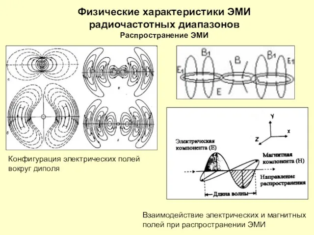 Физические характеристики ЭМИ радиочастотных диапазонов Распространение ЭМИ Конфигурация электрических полей