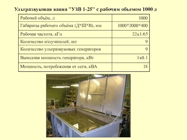 Ультразвуковая ванна "УЗВ 1-25" с рабочим объемом 1000 л