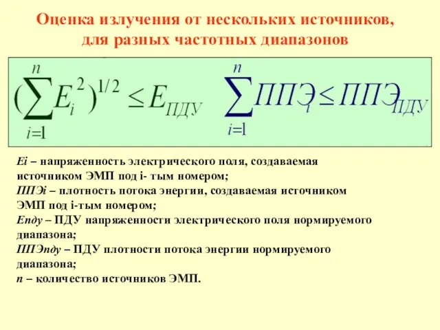 Еi – напряженность электрического поля, создаваемая источником ЭМП под i-