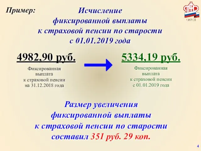Исчисление фиксированной выплаты к страховой пенсии по старости с 01.01.2019