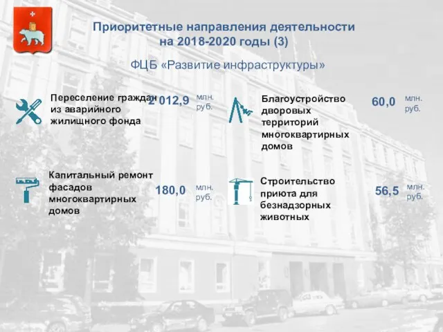 Приоритетные направления деятельности на 2018-2020 годы (3) ФЦБ «Развитие инфраструктуры»