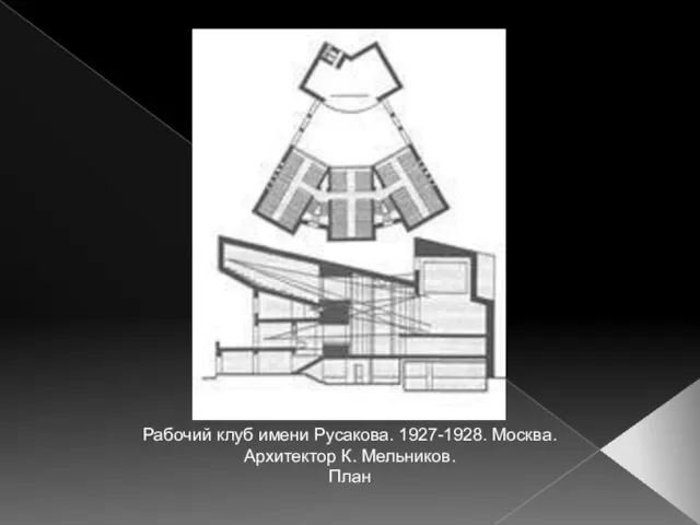 Рабочий клуб имени Русакова. 1927-1928. Москва. Архитектор К. Мельников. План