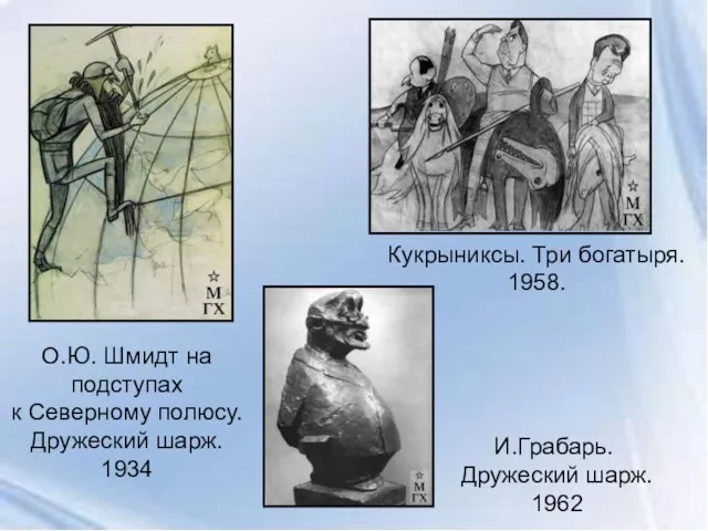 О.Ю. Шмидт на подступах к Северному полюсу. Дружеский шарж. 1934