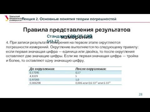 Лекция 2. Основные понятия теории погрешностей 4. При записи результата