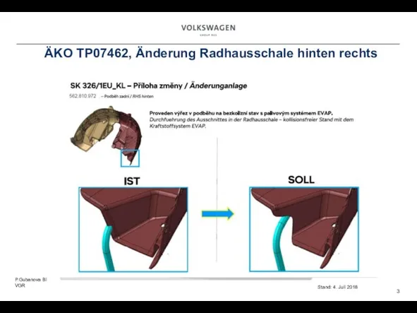 Stand: 4. Juli 2018 ÄKO TP07462, Änderung Radhausschale hinten rechts P.Gubanova BI VGR