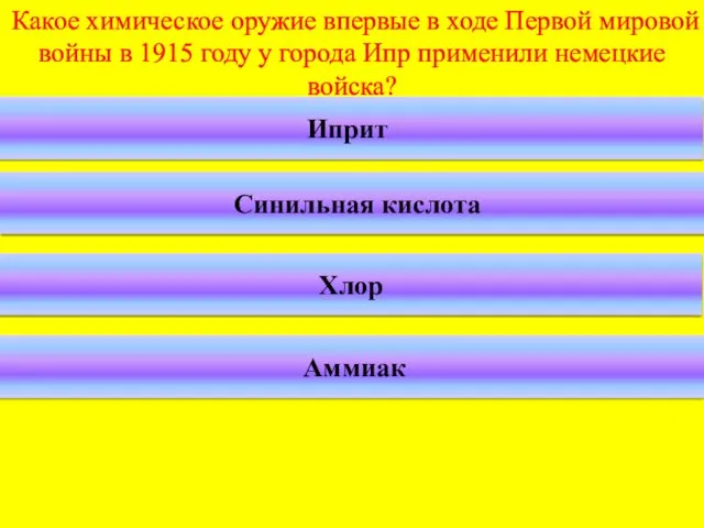 Какое химическое оружие впервые в ходе Первой мировой войны в