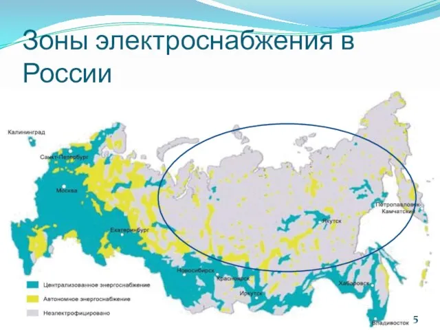 Зоны электроснабжения в России