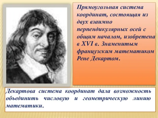 Прямоугольная система координат, состоящая из двух взаимно перпендикулярных осей с