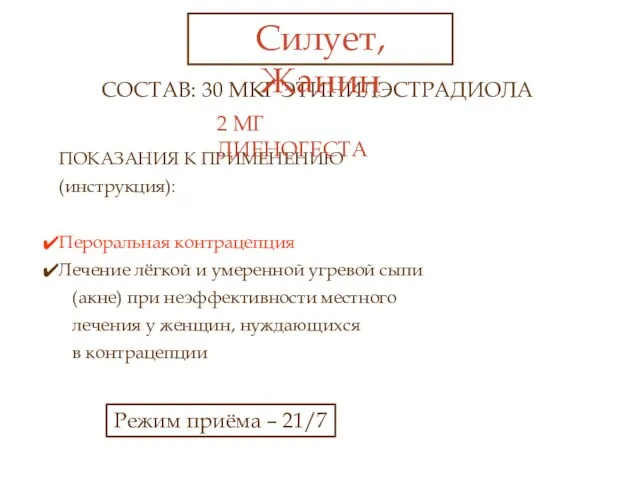 ПОКАЗАНИЯ К ПРИМЕНЕНИЮ (инструкция): Пероральная контрацепция Лечение лёгкой и умеренной