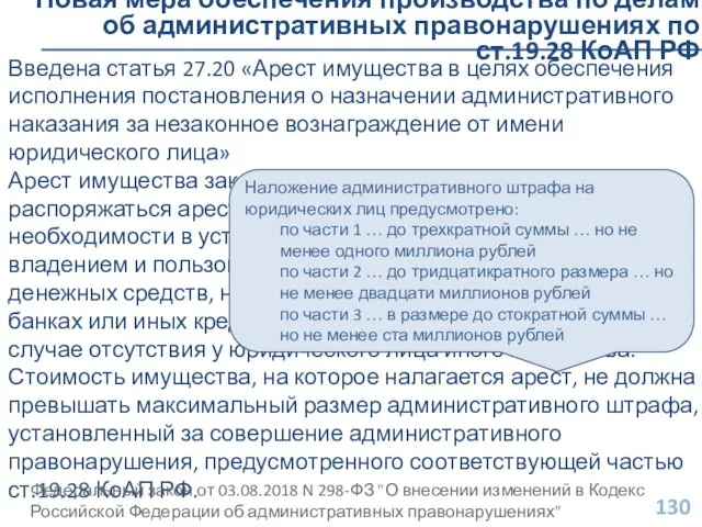Новая мера обеспечения производства по делам об административных правонарушениях по ст.19.28 КоАП РФ