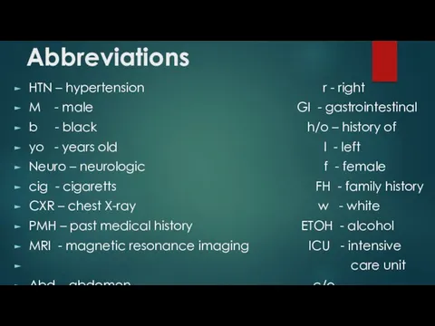 Abbreviations HTN – hypertension r - right M - male