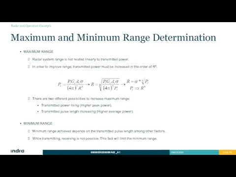 Maximum and Minimum Range Determination MAXIMUM RANGE Radar system range