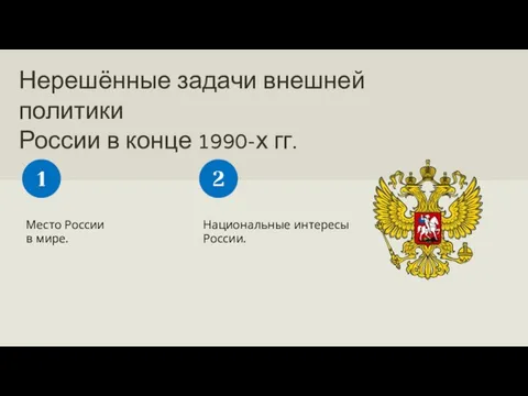 Нерешённые задачи внешней политики России в конце 1990-х гг. Место