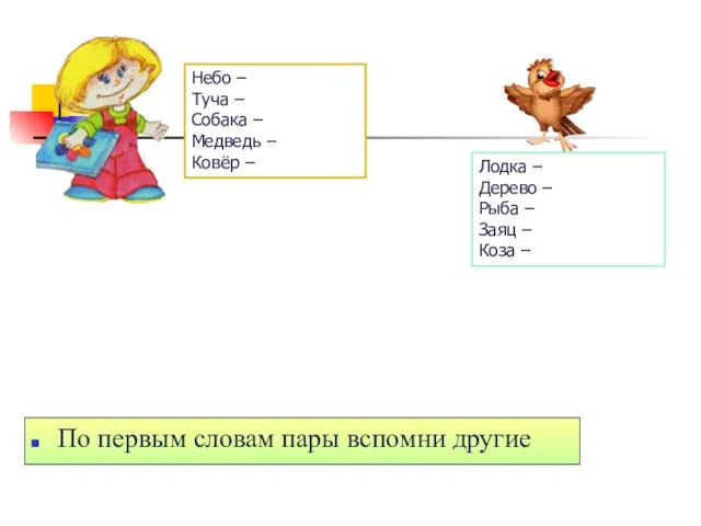 По первым словам пары вспомни другие Небо – Туча –