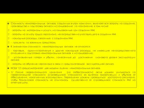 Стоимость нематериальных активов, созданных внутри компании, включает все затраты на