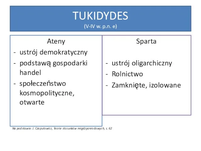 TUKIDYDES (V-IV w. p.n. e) Ateny ustrój demokratyczny podstawą gospodarki