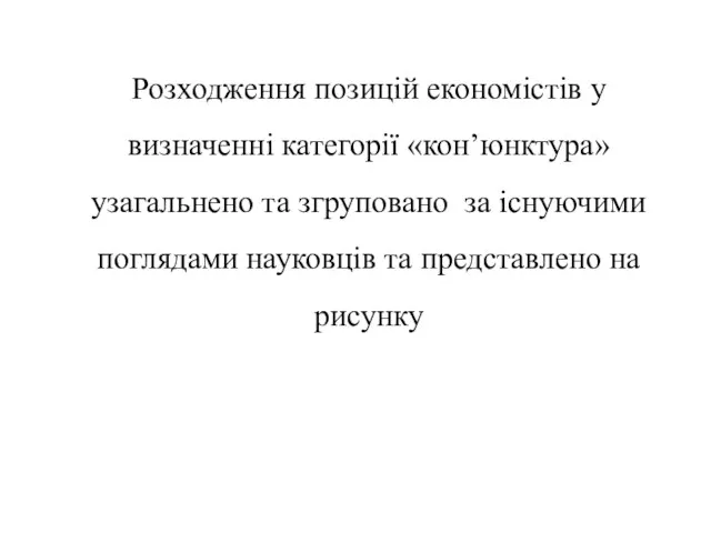 Розходження позицій економістів у визначенні категорії «кон’юнктура» узагальнено та згруповано