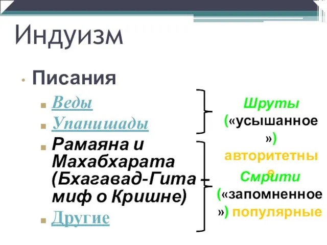 Веды Упанишады Рамаяна и Махабхарата (Бхагавад-Гита – миф о Кришне)