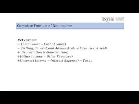 Complete Formula of Net Income