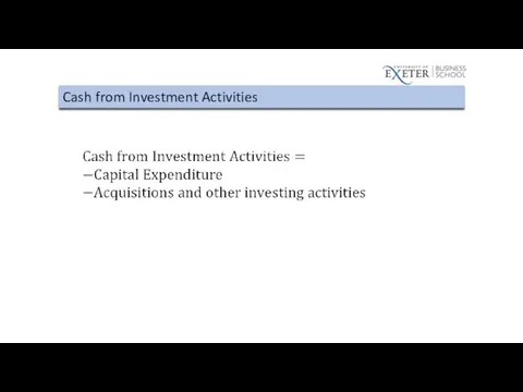Cash from Investment Activities