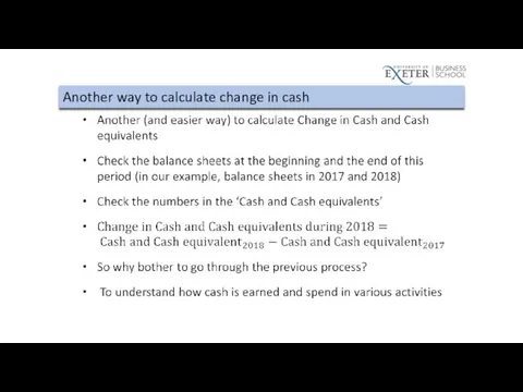 Another way to calculate change in cash