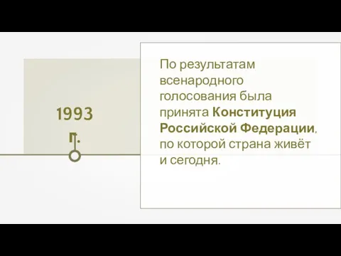 1993 г. По результатам всенародного голосования была принята Конституция Российской