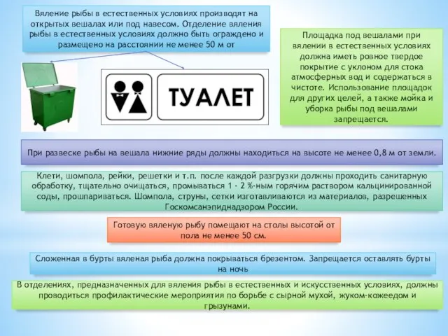 Вяление рыбы в естественных условиях производят на открытых вешалах или