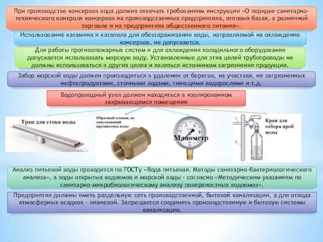 При производстве консервов вода должна отвечать требованиям инструкции «О порядке