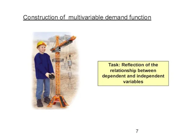Construction of multivariable demand function Task: Reflection of the relationship between dependent and independent variables