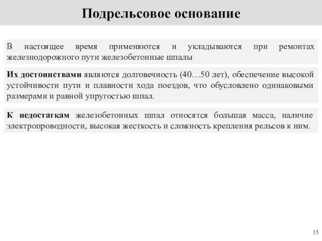 Подрельсовое основание В настоящее время применяются и укладываются при ремонтах